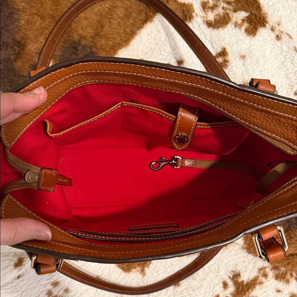 Dooney & Bourke French Caramel Lexington Pebble Grain Leather Tote Bag/ Like New - Picture 9 of 16